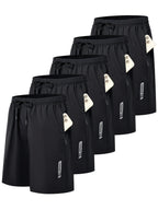 Men's Athletic Shorts 5-Pack – Quick-Dry Gym Workout & Basketball Shorts with Stretch Waistband & Side Zip Pocket, Lightweight Activewear for Running, Hiking & Casual Wear