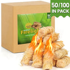 Natural Fire Starter Sticks 50/100pcs – Fast-Light Charcoal Starters for Fireplace, BBQ Grill, Campfire, Fire Pit, Wood Stove, Chimney & Smoker – Weather-Resistant, Indoor & Outdoor Use