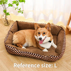 Cozy Plaid Dog Bed for Small Medium Large Dogs - Ultra-Soft Polyester Plush Pet Mat, No Assembly Required Ready to Use, Stylish All-Season Indoor Flat Dog Bed Lounger for All Breeds