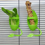 Bird Feeder Toy with Fruit Vegetable Basket Calcium Station Interactive Seed Caddy for Parakeets Cockatiels Lovebirds Wall Mount Swing Cage Accessory
