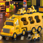 5-in-1 Engineering Vehicle Toy Set for Kids Ages 2+ - Friction Power Construction Trucks Playset with Transport Vehicle, Toddler Boys Gift for Birthday Christmas, Random Accessory Colors