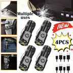 Rechargeable LED Flashlight 4-Pack - Super Bright Zoomable Spotlight, USB Charging, Long Range Tactical Work Light for Camping, Hiking, Emergency & Outdoor Survival, High-Power LED Torch Set