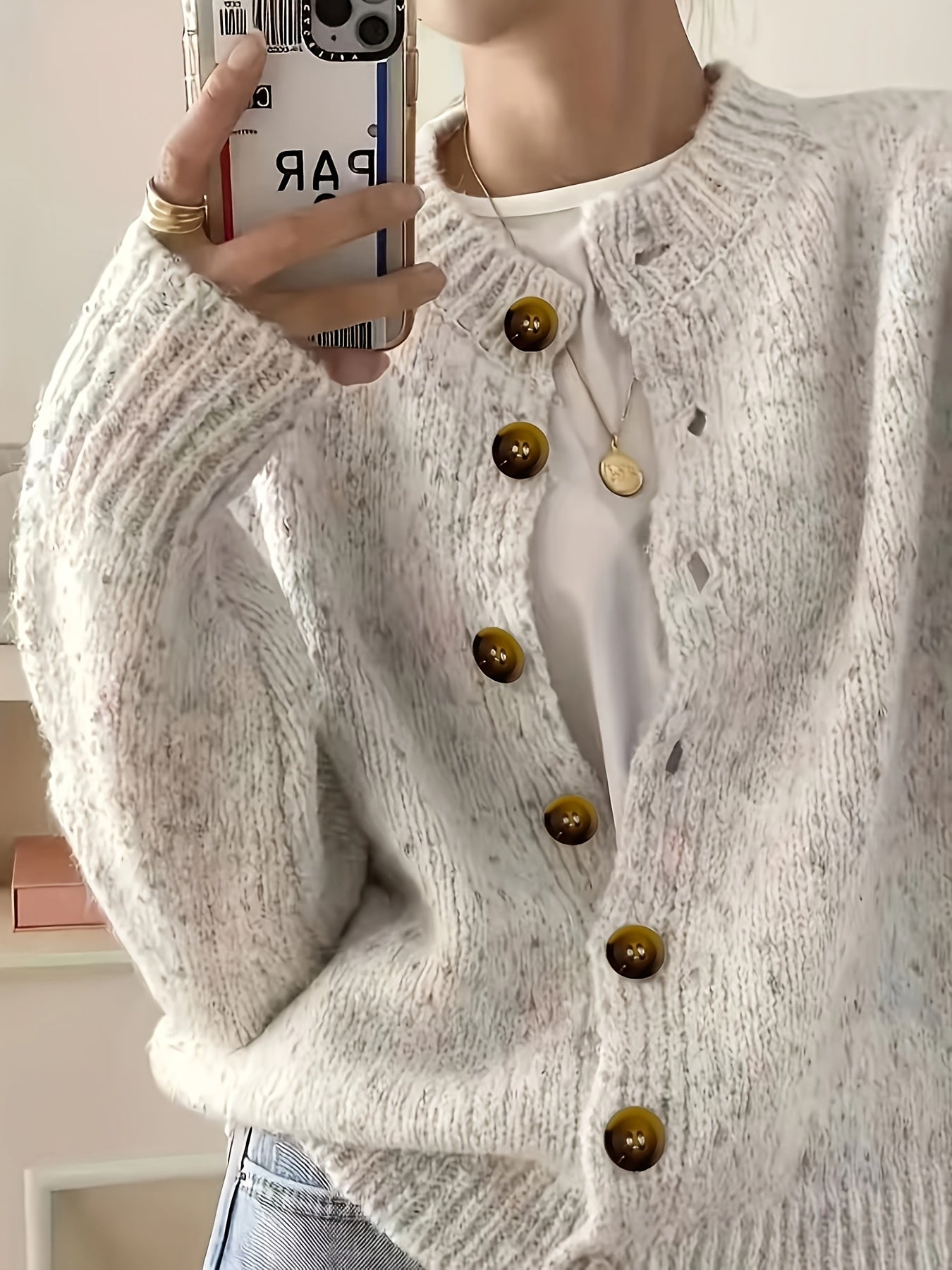 Casual Cardigan Women's Colorful Button-Front Long Sleeve Round Neck Knit Sweater | Lightweight Candy Dot Pattern Stretch Fabric Elegant Fashion Top S M L XL