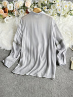 Women's Lace Patchwork Button-Up Long Sleeve Shirt Elegant Semi-Sheer Blouse White XS S M L XL XXL Vacation Date Office Fashion Top