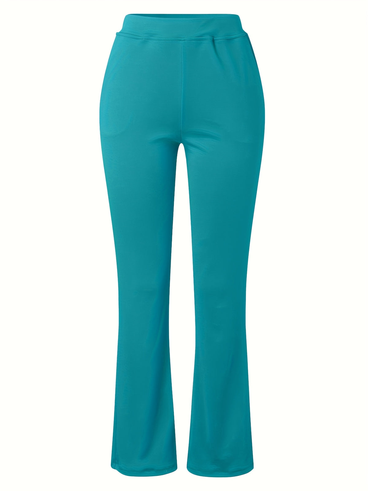 Women's High-Waist Stretch Flared Trousers | Elastic Waistband Wide Leg Pants with Pockets Casual Elegant Spring Summer Long Pants