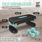 Aerobic Step Platform Set with 2LB Dumbbells & Measuring Tape – Adjustable Height Non-Slip Exercise Stepper 550lb Capacity for Home Gym Cardio Workout, Pink Green Blue