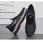 Men's Breathable Mesh Slip-On Sneakers – Lightweight Low-Top Casual Athletic Shoes with Rubber Sole, Round Toe, Monochrome Fabric Upper, Easy Wear Loafer-Style Footwear for Walking, Gym & Everyday Comfort, Spring & Summer