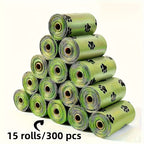 Dog Waste Bags 15 Rolls 300 Count Leak-Proof Odor-Proof - Thick Polyethylene Poop Bags with Cute Paw Print Design for Dogs & Cats, Easy-Tear Rolls, Durable Pet Waste Cleanup Bags for Walks & Outdoor Use