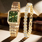 Set of 2 Women's Vintage Heart-Shaped Chain Quartz Watches – Elegant Analog Pointer Style, Gold & Silver Tone, Perfect Gift for Birthdays, Christmas & New Year