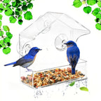 Clear Acrylic Window Bird Feeder with Suction Cups - Transparent Bird House for Outdoor Garden, Easy Clean, Up-Close Bird Watching Feeder for Windows
