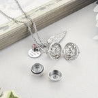 Lotus Flower Urn Necklace for Ashes – Angel Wings Hollow Locket Memorial Cremation Pendant for Women, Elegant Sympathy Jewelry Gift for Human & Pet Loss