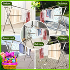 Clothes Drying Rack Stainless Steel 63" & 78.7" Retractable Foldable Heavy Duty Laundry Drying Rack, Collapsible Indoor Outdoor Clothesline with Adjustable Length for Balcony Bedroom Laundry Room