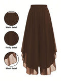 Women's Chiffon Flare Pants Asymmetrical Hem Elegant Flowy Wide Leg Trousers Casual Dressy Solid Color XS-XXL 4 Colors