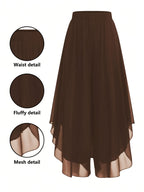 Women's Chiffon Flare Pants Asymmetrical Hem Elegant Flowy Wide Leg Trousers Casual Dressy Solid Color XS-XXL 4 Colors
