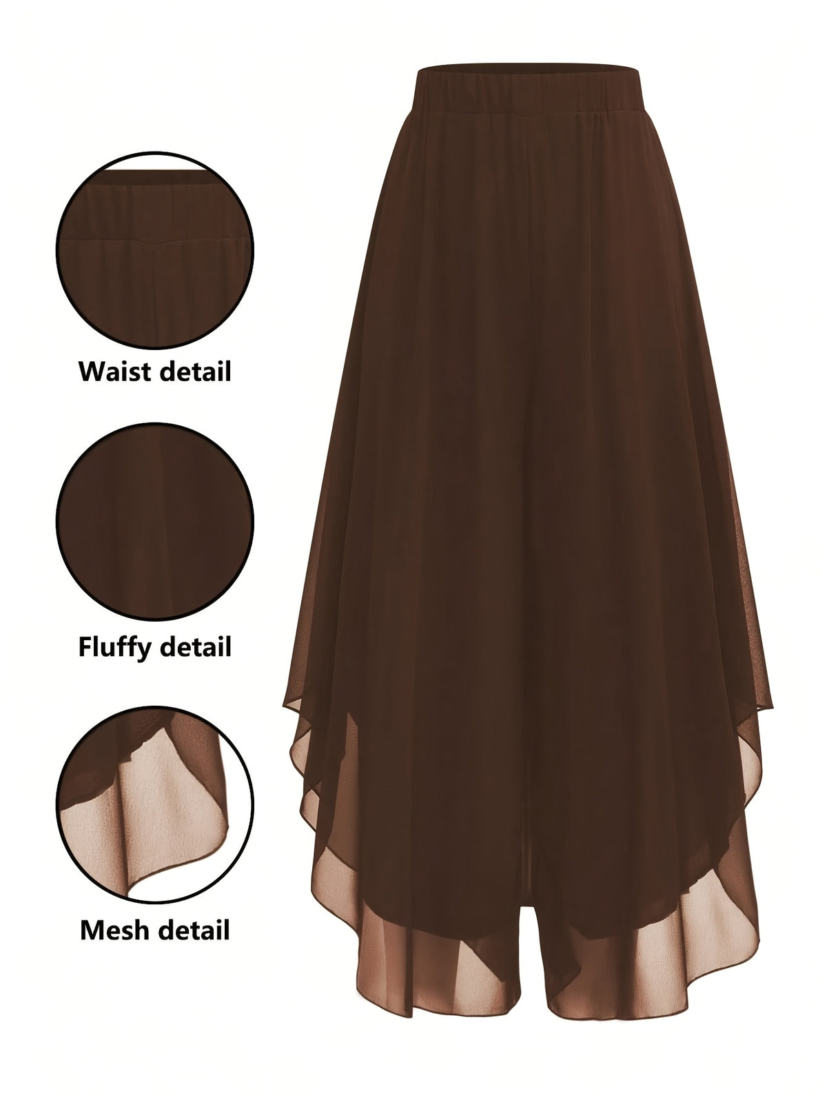 Women's Chiffon Flare Pants Asymmetrical Hem Elegant Flowy Wide Leg Trousers Casual Dressy Solid Color XS-XXL 4 Colors