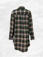 Casual Plaid Shirt for Men Women Mid-Length Loose Fit Button Down Flannel Shirt S M L XL XXL Multiple Colors