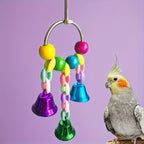 Parrot Colorful Bead & Bell String Chew Toy - Interactive Bird Foraging Chain Toy for Boredom Relief & Intelligence Development - Bird Cage Toy for Parrots Parakeets Cockatiels Budgies Random Color