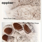 Round Plush Calming Pet Bed for Cats and Medium Dogs - Washable Faux Fur Anti-Slip Fluffy Dog Cat Kennel, Warm Winter Sleeping Sofa Bed Mat for Indoor Animals