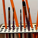 Wooden Paint Brush Holder 67 Holes - Desktop Pen Organizer for Artists, Art Supply Storage Box, Lightweight & Durable Brush Stand for Painting, Drawing & Crafts