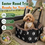 Puppy Portable Pet Booster Car Seat & Center Console Seat - Elevated Dog Car Seat for Small Dogs & Cats, Secure Buckle Pet Booster with Safety Leash, Black & Brown, Perfect for Small Pets