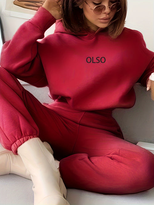 Casual Sweatshirt Set Women Letter Print 2 Piece Outfit Pullover Top Wide Leg Pants Loungewear S M L XL Multi Color US Warehouse