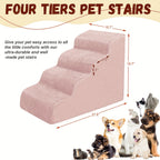 NIUBYA Extra Wide Dog Stairs for Small Dogs – High Density Foam Pet Steps, Non-Slip Bottom, Soft Cushioned Ramp for High Beds Couch Sofa, Ideal for Injured Elderly Dogs, Polypropylene, Compact