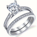 9 Piece Princess Cut Cubic Zirconia Bridal Wedding Ring Set for Women – Stackable Engagement Rings, Classic Jewelry Gift for Girlfriend & Wife