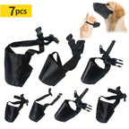 Dog Muzzle 7Pcs Adjustable Set - Breathable Mesh Anti-Bite Anti-Bark Face Cover for Small Medium Large Dogs, Front Opening Easy Chewing Water Friendly Design