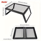 Heavy Duty Bonfire Campfire Grill with Firewood Rack – Outdoor BBQ Grill for Camping, RV, Picnic & Backyard, Includes Storage Bag, Food Clips & Cleaning Cloth, Perfect Men's Gift