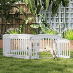 4 & 6 Panel Dog Pen Expandable Non-Slip Bottom Portable Indoor Outdoor Puppy Playpen with Safety Locking Door for Medium Dogs – Black & White
