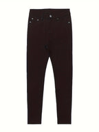 Women's High Waist Stretch Skinny Jeans Metal Button Detail Street Style Slim Fit Denim Pants 10 Colors S-XXL