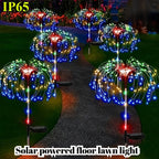 Solar Firework Lights Outdoor 2 Pack – 120 to 840 LED Waterproof Starburst Ground Stake Lights for Garden, Pathway, Lawn, Patio, Christmas, Halloween & Wedding Decoration, Warm White & Colorful