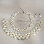 Bohemian Faux Pearl Tassel Necklace and Earrings Set Multi-Layered Handmade Bridal Jewelry Beaded Elegant Wedding Accessories Gift for Her
