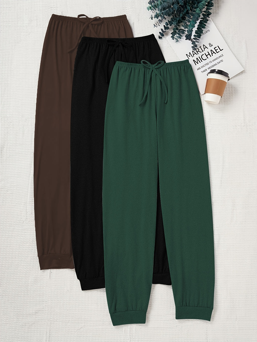 Women's Casual Drawstring Pants Loose Fit Elastic Waist Solid Color Home Lounge Pants Autumn Fall Comfortable Knit Polyester XS S M L XL XXL