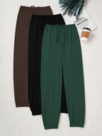 Women's Casual Drawstring Pants Loose Fit Elastic Waist Solid Color Home Lounge Pants Autumn Fall Comfortable Knit Polyester XS S M L XL XXL