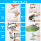 Cat Litter Scoop with Stand & Spare Bag – Large Capacity Spill-Proof Scooper, Seamless Construction, Sturdy Base, Easy Clean Waste Disposal for Multi-Cat Homes & Travel, Grey White