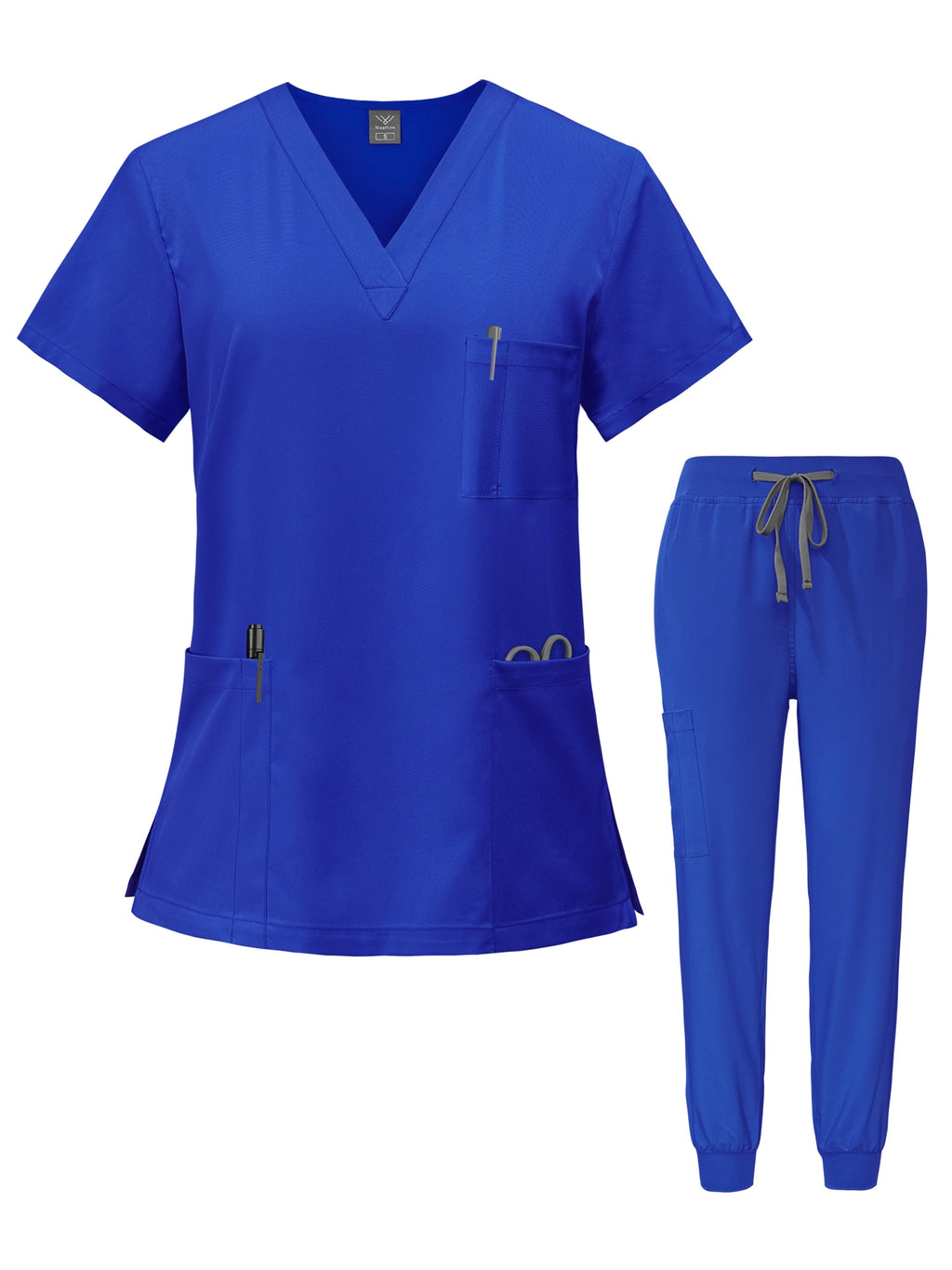 Nurse Scrubs Set – V-Neck Top & Jogger Pants Uniform for Nursing, Medical, Dental & Hospital Healthcare Workers, Solid Color Workwear with Pockets