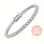 925 Sterling Silver 5mm Moissanite Tennis Bracelet – Sparkling Lab Diamond Hip Hop Luxury Jewelry Gift for Women, Banquet Wedding Anniversary Birthday Christmas Mother's Day