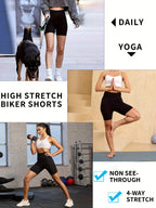 Women's High Waisted Biker Shorts 5 Pack with Pockets | Tummy Control No See-Through | 6" Inseam Workout Running Yoga Athletic Shorts | Soft Stretch | XS-XXL | Mixed Colors
