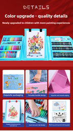 228 Pcs Kids Art Painting Set with Easel, Complete Beginner Drawing Kit for Children Ages 3-12, Includes Sketchbook, Coloring Book, Acrylic Markers, Watercolor Pens, Oil Pastels, Colored Pencils & Eraser