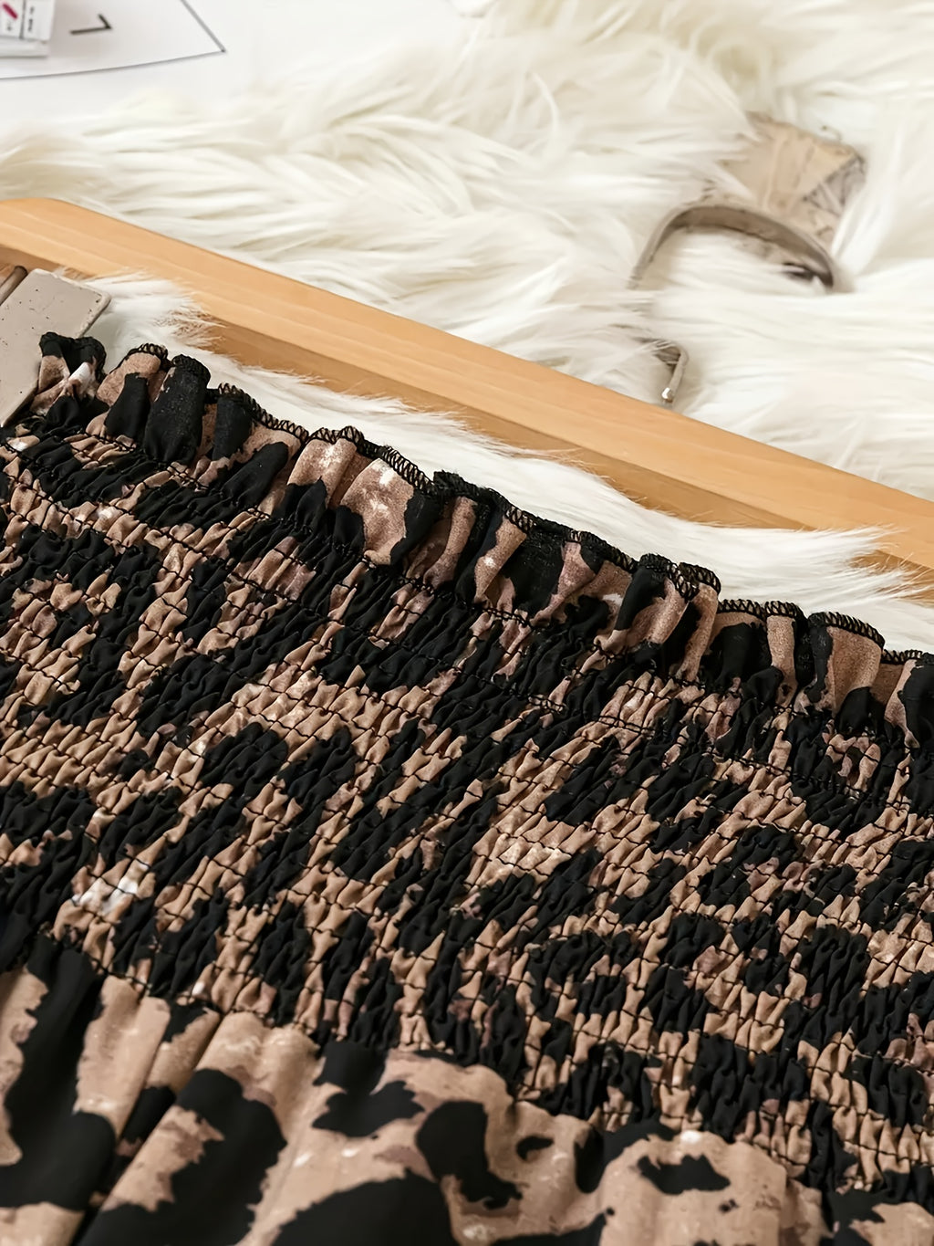 Women's Leopard Print Wide Leg Pants Loose Fit Casual Flowy Trousers S M L XL Boho Animal Print Bottom