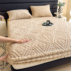 European Embossed Soft Bed Sheet – All Season Deep Pocket Mattress Cover, Super Soft Machine Washable Bedding for Twin Full Queen King, Warm Mattress Protector (No Pillowcase)