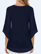 Women's Chiffon Blouse Lightweight Casual Long Sleeve Button Down Shirt | Navy Khaki Black Loose Fit Office Work Top S-XXL
