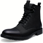 Men's Motorcycle Chukka Boots – Zipper & Lace-Up Genuine Leather Casual Fashion Boots with Non-Slip Sole, Cap Toe, Breathable Cushioned Insole, Black & Brown | Velora