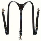 Men's Faux Leather Suspenders - Retro Adjustable Y-Back Braces with Rivet Detail, Elegant Vintage Clip-On Suspenders for Daily Formal Wedding & Party Wear, Great Gift for Him