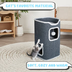 Multi-Level Foldable Cat Tree Tower for Indoor Cats – Scratching Post, Cozy Perch, Cat Condo with Hanging Toy Ball, Cat Hideaway, Soft Bed, 1/3/4 Tier Options