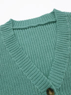 Women's Ribbed Knit Cardigan Button Front V-Neck Long Sleeve - Olive Green Loose Fit Chunky Sweater, Casual Cozy Fall Winter Layering Cardigan S-XXL