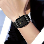 SKMEI Women's Square Quartz Watch Slim Minimalist Elegant Alloy Case Ladies Fashion Wristwatch Daily Wear Gift for Her Gold Black Rose Gold