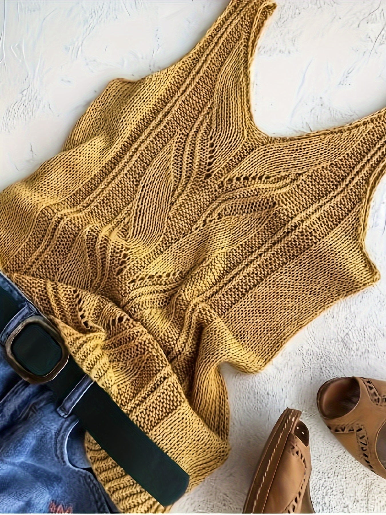 Women's V-Neck Knitted Tank Top – Elegant Sleeveless Solid Color 100% Acrylic Knit Vest for Summer, Available in 15 Colors