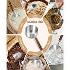 Stainless Steel Dog Food Scoop 1 Cup with Measuring Lines & Long Handle - Metal Pet Food Measuring Cup for Dogs & Cats - Durable Dog Cat Food Scoop with Cup & ML Markings for Accurate Portion Control